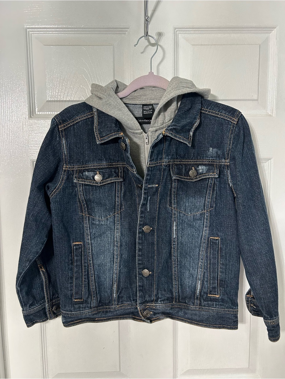 Calvin Klein Denim Jacket with Gray Hooded Liner